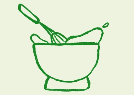 Dessin d’un saladier et d’un fouet